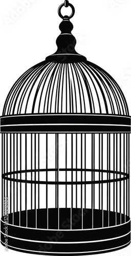 Ornate birdcage vector silhouette art