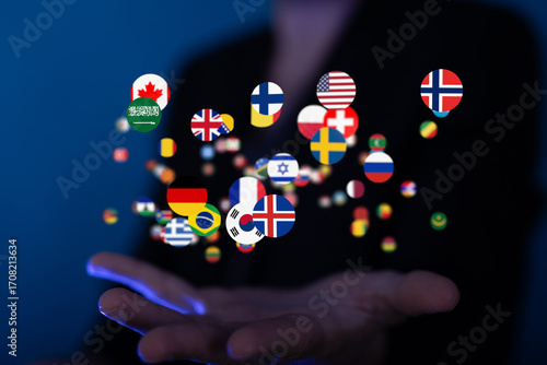 Image of diverse flags floa...