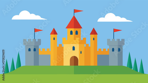 Sprawling medieval castle illustration vector graphic scalable eps icon fantasy landmark
