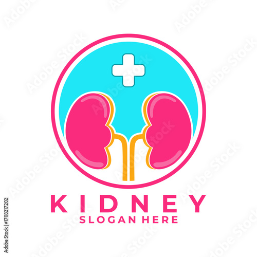 Circle kidney logo design vector. Kidney healthy logo design icon