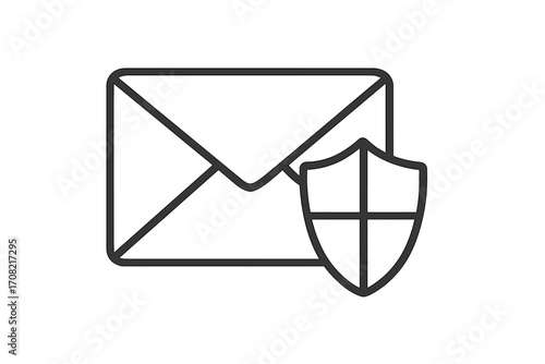 Email protection icon. Secure mail message concept. Spam filter, antivirus and firewall symbol for web security. Privacy and data safety. Confidential letter vector.