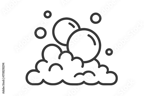 Soap foam and bubbles line icon. Vector illustration for cleaning, washing concepts. Clean suds, lather symbol for laundry, shampoo, bath. Abstract fizzy water graphic design.