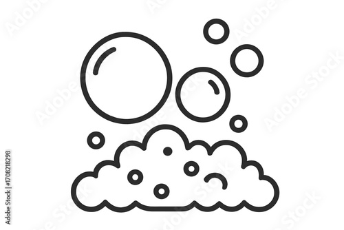 Bubble and foam line icon vector illustration. Soap suds and fizzy drink concept. Washing, cleaning, bath, and carbonated water symbol for graphic design and apps.