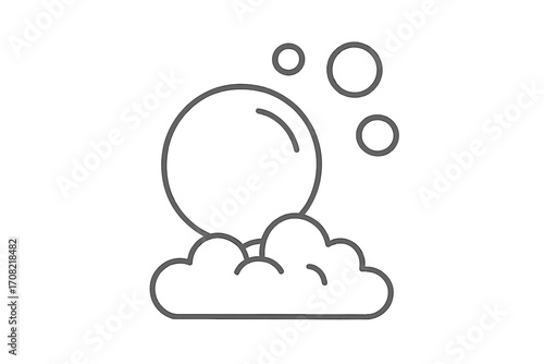 Soap bubble and foam thin line icon vector. Cleanliness and hygiene concept. Lather suds symbol for laundry or washing. Minimalist outline illustration for bath products.