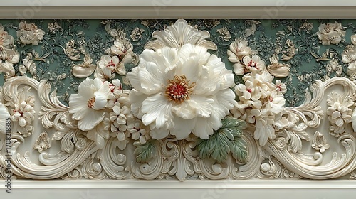 Luxurious baroque floral wall panel decor high resolution picture