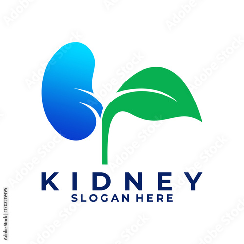 Kidney Nature logo design vector template. Kidney Leaf logo design icon