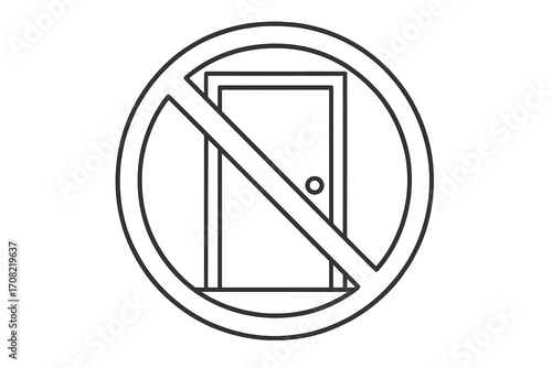No entry sign vector icon. Do not enter. Thin line illustration of a prohibited door symbol. Restricted access, private area, and warning concept. Keep out pictogram.