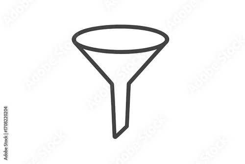 Funnel icon vector. Sales funnel for marketing and lead generation. Customer conversion process symbol. Data filter sign. Minimalist line art for business infographic.