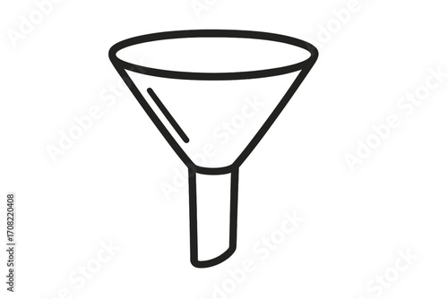 Sales funnel thin line icon for marketing and lead generation. Business conversion pipeline symbol. Data filtering, sorting, analysis, and process optimization concept vector.