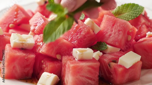 Refreshing Watermelon Salad with Feta, Mint, and Balsamic Glaze