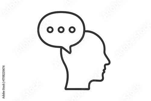 Minimalistic heart inside head symbol, mind love concept, mental health, thought emotion icon for web, graphic design, apps, social media, banners, cards, vector illustration