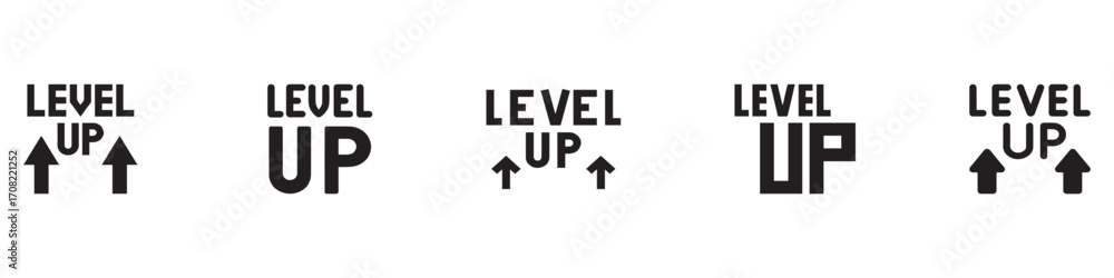 Fototapeta premium Level Up icon. Level Up Text with Arrows. Vector Illustration.