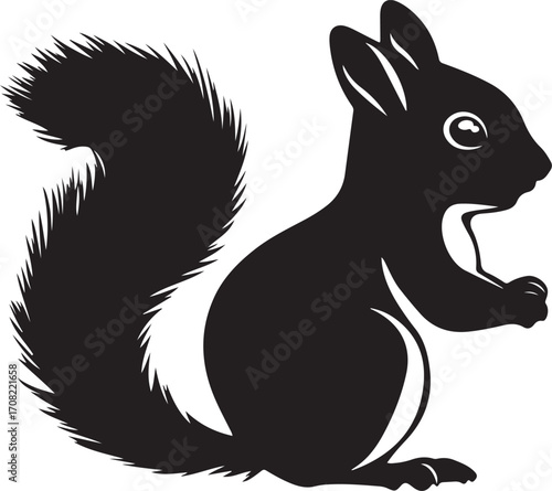 Black silhouette of a squirrel Vector illustration.