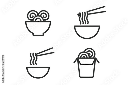 Minimalistic set of noodle line icons, linear pictogram collection for web design, apps, banners, social media, and graphic projects, vector cartoon illustration