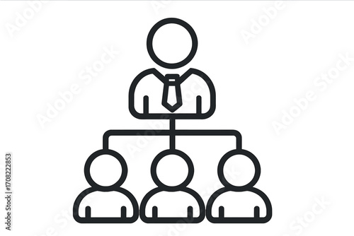 Modern Staff Hierarchy Icon with Outline Style, Organizational Chart Symbol for Business Structure, Team Management, Leadership, Corporate Network, Social Networks Vector Illustration