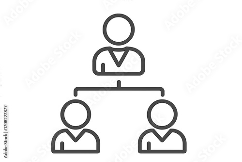 Modern staff hierarchy outline icon, organizational chart, team structure concept. Vector cartoon illustration for design, cards, apps, social networks with transparent background, ordered set.