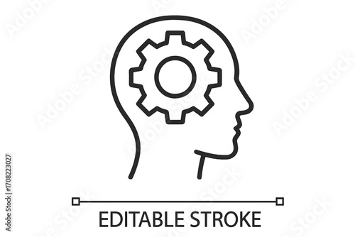 Target in human head icon, concept of focus, strategy, goal setting, mental process, business planning, thinking, decision making, technology, education, transparent background vector