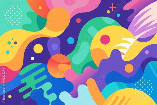 Vibrant modern abstract art with bold shapes and joyful colors for dynamic visual appeal