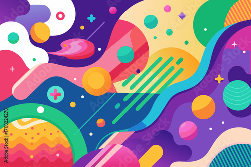 Vibrant abstract design with playful shapes and colors for bold creative projects and eye catching presentations