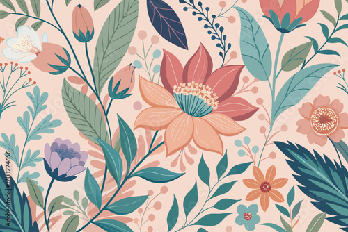 Delicate floral artwork featuring pastel hues and intricate botanical details for spring design projects