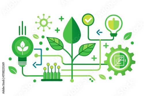 Eco friendly innovation design showing environmental technology and green sustainable solutions