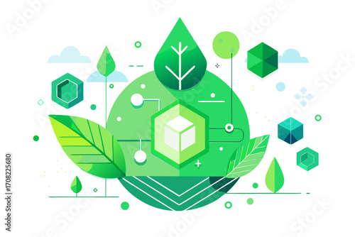 Vibrant green nature technology concept for eco friendly innovation and sustainable solutions