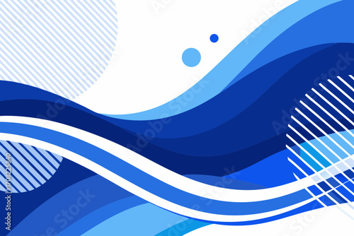 Dynamic blue abstract waves and geometric shapes for modern backgrounds or business presentations