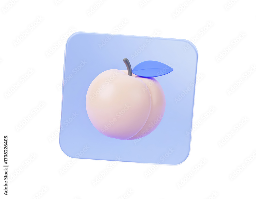 Obraz premium Floating Transparent Peach Icon