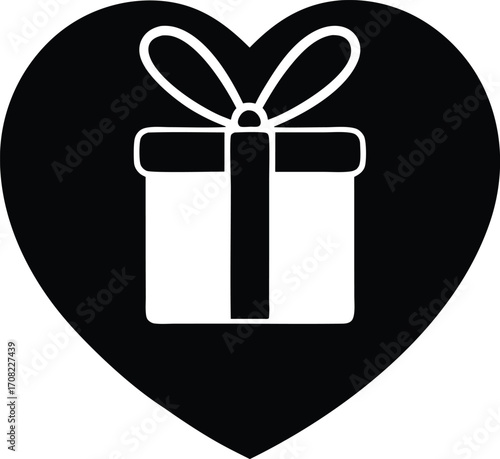 Christmas love gift vector icon.