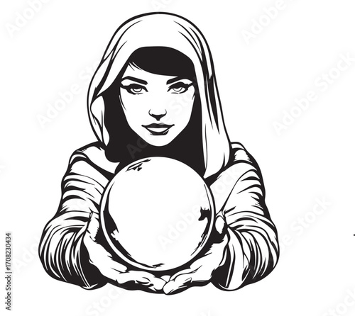 woman with fortune telling ball