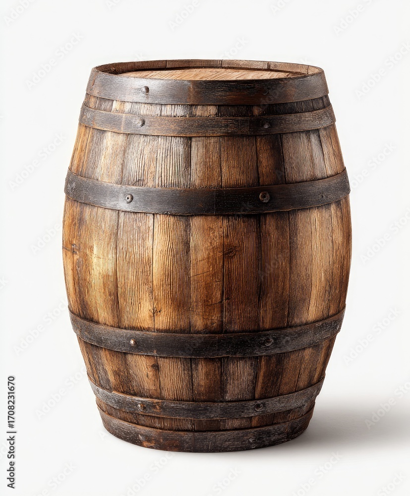 Fototapeta premium Wooden barrel, weathered and full