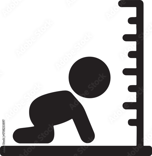 Infant growth chart icon silhouette, ideal for baby, child, health, and pediatric tracking design.