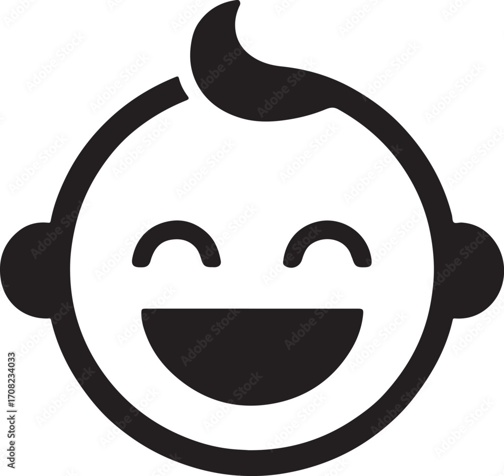 Obraz premium Infant smiling face silhouette, perfect for baby, newborn, family, and joyful themes.