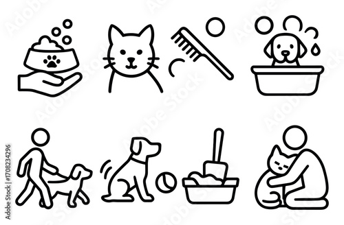 Minimalist Pet Care Icons