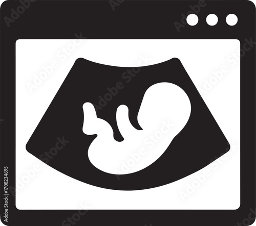 Ultrasound scan silhouette icon design, perfect for medical, hospital, and health care use.