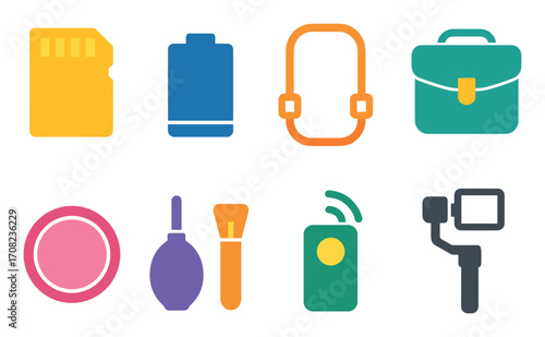 Colorful Camera Gear Icons