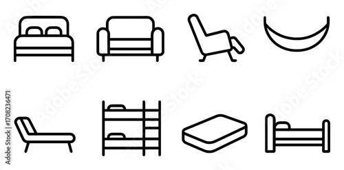 Minimalist Sleep Furniture Icons