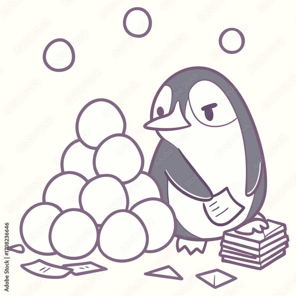 Obraz premium Bored Penguin vector design