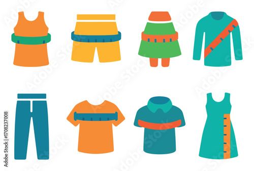 Colorful Clothing Size Icons