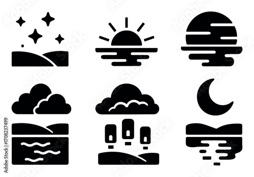 Evening Landscape Icons