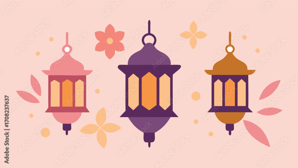 Fototapeta premium Beautiful intricate islamic lanterns glowing softly for festive decorations and celebrations