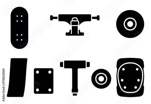 Skateboarding Essentials Icons