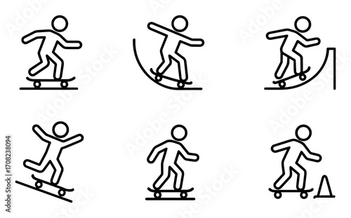 Skateboarding Icon Grid