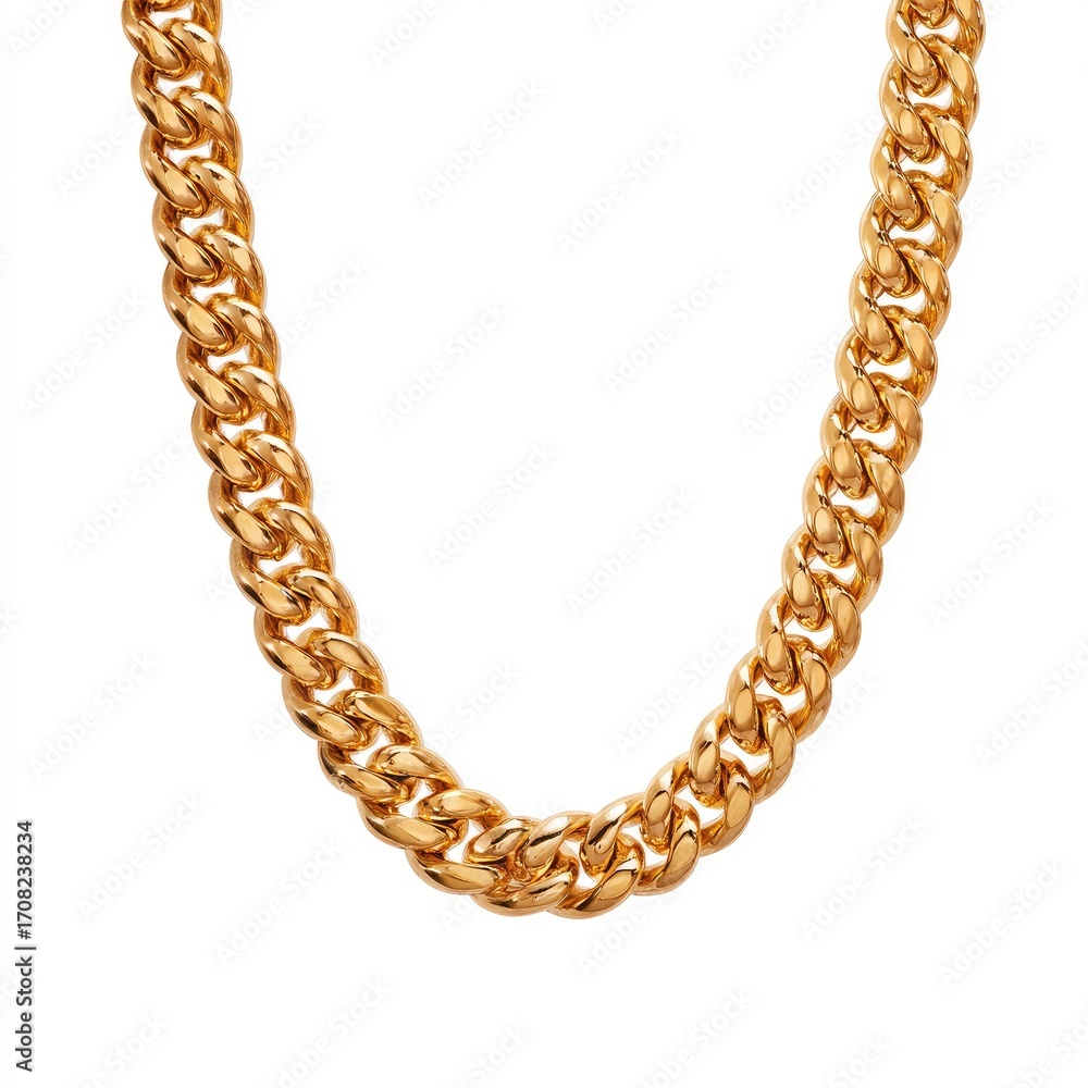 Obraz premium Gold chain necklace, thick curb link design
