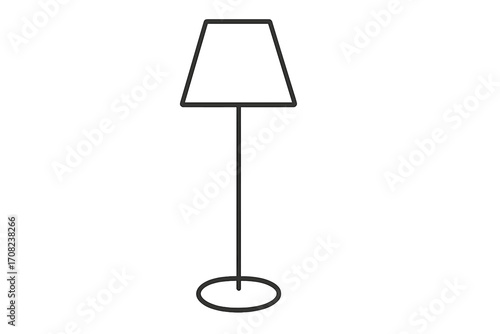 Floor lamp thin line icon for web and apps. Vector illustration of home interior lighting furniture. Isolated simple outline pictogram for cozy room design concept.