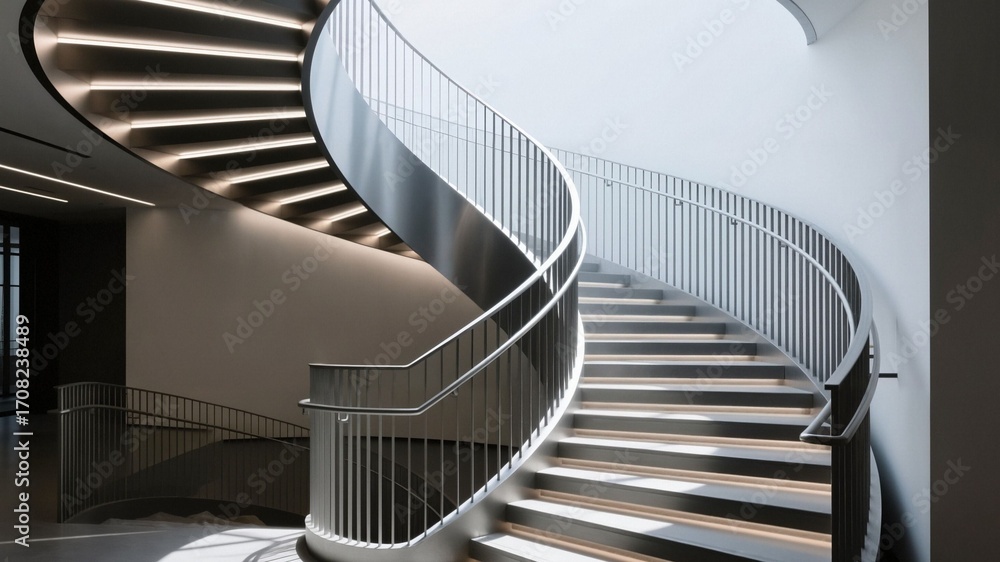Fototapeta premium Modern Spiral Staircase in Contemporary Interior