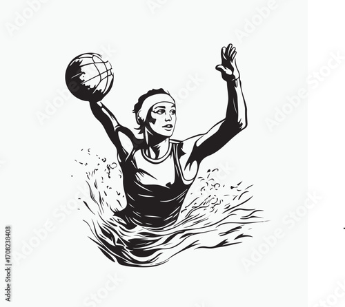 water polo player silhouette