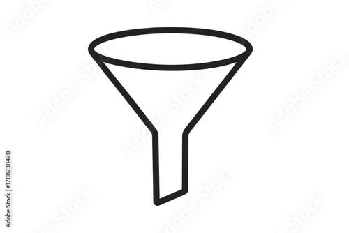 Sales funnel and marketing process icon. Lead generation, data filtering concept. Business conversion strategy visualization. AIDA model pictogram for customer journey map.