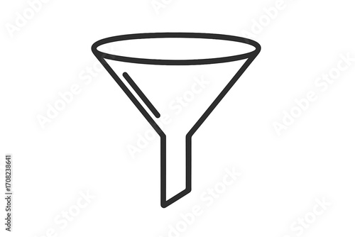 Sales funnel outline icon for marketing conversion. Business lead generation symbol. Data filter and analysis process concept. Simple vector line art for web and UI design.