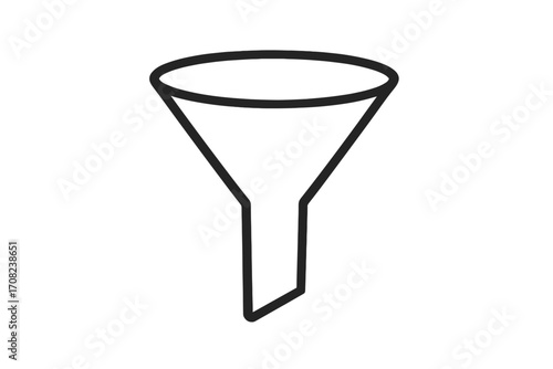 Sales funnel outline icon for marketing. Business conversion symbol. Vector graphic for lead generation, data filtering, and customer journey. Simple pictogram for web UI/UX.